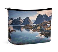 YTLKGFP Trousse de maquillage pour femme en cuir synthétique avec fermeture éclair - Étanche - Grande capacité - Motif îles de Norvège