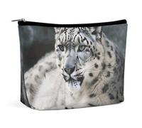 YTLKGFP Trousse de maquillage pour femme en cuir synthétique avec fermeture éclair - Imperméable - Grande capacité - Motif léopard des neiges