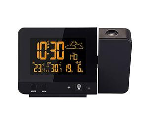 YTLT Réveil,Réveil Projecteur Plafond,Horloge Numérique,Température Intérieure Et Extérieure,Affichage De La Date Jour 12/24H, Fonction Snooze, Port De Charge USB, 8 Ccouleurs De Rétroéclairage