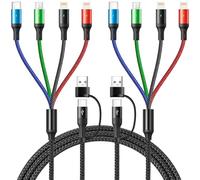 YTLUSN 4 en 2 Cable Multi Chargeur Cable [2Pcs,1.8M], 3.5A Multi USB Embout USB A/C vers type C/Micro USB/Lightning Nylon Universel Câble de Charge pour iPhone, iPad, Android Samsung