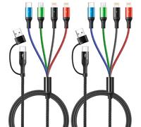 YTLUSN Cable Multi Chargeur 6 en 1 [2 Pack/1.2M] Cable Multi USB Embout USB A/C vers type C/Micro USB/Lightning Nylon Universel Câble de Charge pour iPhone, iPad, Android Samsung