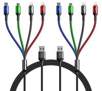 YTLUSN Câble Multi USB 3M, 4 en 1 Câble Universel Multi Cable USB Charge Rapide & Sync des Données avec Ports IP/Micro USB/Type C pour Phone 16 15 14/Tablets/Samsung Galaxy/Huawei/LG/Carplay (2)