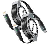 YTLUSN Cable USB C vers Lightning PD 27W [2Pack,1.2M] Rétractable Cable iPhone Charge Rapide de Synchronisation de données Câble [certifié MFi] pour iPhone 14/13/12/11/11 Pro/XS/XR/X/8,1.2M