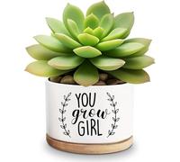 YTNONT Life Would Succ Without You Pots de fleurs en céramique blanche pour plantes grasses, pots de fleurs amusants pour anniversaire, 9,1 cm (plante non incluse) (You Grow Girl)