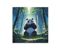 YTNSA Poster décoratif sur toile avec panda chinois mignon style dessin animé pour chambre à coucher (50 x 50 cm)