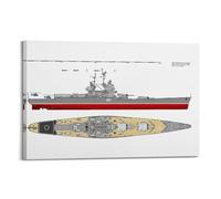 YTNSA Poster vintage de cuirassé Richelieu-class Battleship Kursk - URSS - Impression sur toile murale moderne pour chambre à coucher (30 x 45 cm)