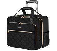 Ytonet Sac a roulettes de Ordinateur Portable Femme, Malette à roulettes pour Femmes 17.3 Pouces, Sac à roulettes pour Enseignantes 10 Poches de Rangement, comme Cadeau pour Mère, Enseignante, Noir