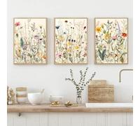 ytonghao Affiches modernes de fleurs sauvages, feuilles, nature botanique, peinture sur toile aquarelle, images d'art mural pour salon, décoration d'intérieur, 30x45 cm, 3 pièces sans cadre