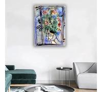 ytonghao Marc Chagall/Les amants à la fenêtre/Peinture célèbre/Impression giclée sur toile/Art mural sur toile pour salon 50x75CM Sans cadre