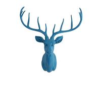 YTOOZ Sculpture Tête De Cerf Tenture Murale Décoration Simple Blanc Rouge Bleu Or Noir 30 50 65cm Statues en Résine (Couleur: Bleu) Cadeau De Nouveauté