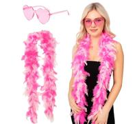 YTPAFK Boa en plumes roses avec lunettes de soleil roses, écharpe en plumes de 1,2 m, écharpe délicate en plumes, parfait pour les spectacles de danse, les mariages et les fêtes de carnaval