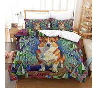 YTPONBCSTUG 3D Imprimé Welsh Corgi Housses De Couettes 3 Pièces Microfibre Douce Parure De Lit avec Fermeture Éclairabstrait Enfant Fille Garcon Super King（260x220cm）