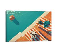 YTPONBCSTUG French Bulldog Impression Sur Toile David Hockney Pools Style Cadre Decoration Murale Image Sur Toile Peinture Image Pour Maison Restaurant 20×30inch(50×75cm)