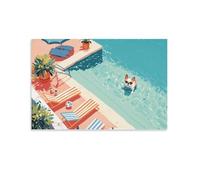 YTPONBCSTUG French Bulldog Impression Sur Toile David Hockney Pools Style Cadre Decoration Murale Image Sur Toile Peinture Image Pour Maison Restaurant 16×24inch(40×60cm)