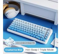 YTrBXZ AK820 Max Tri Mode Wireless Bluetooth Mechanical Gaming Keyboard 82 avec rétro-éclairage RVB 4000mAh Commutateurs swappables Chauds(Bule-Sea Switch)