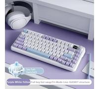 YTrBXZ AK820 Max Tri Mode Wireless Bluetooth Mechanical Gaming Keyboard 82 avec rétro-éclairage RVB 4000mAh Commutateurs swappables Chauds(Sea Salt Screen 1)