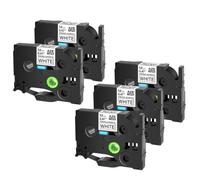 YTrBXZ Étiquettes adhésives de 3-20pk compatibles avec TZE TZ-S211 S231 TZ-S241 TZ-S131 S631 Tapes 6 mm 9 mm 12 mm 18 mm 24 mm Compatible avec PT-E100 MAKAKER(5PK Black on White)