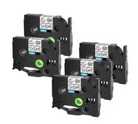 YTrBXZ Étiquettes adhésives de 3-20pk compatibles avec TZE TZ-S211 S231 TZ-S241 TZ-S131 S631 Tapes 6 mm 9 mm 12 mm 18 mm 24 mm Compatible avec PT-E100 MAKAKER(5PK Black on Clear)
