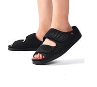 YTREDF Diabetique Homme Chaussure en Tissu Eté Pantoufles Réglable Orthopédique Extra Larges Pieds Gonflés œdème Diabétique Bottes Pantoufles PPGE Home,Noir,47EU