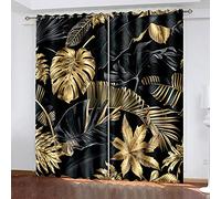 YTSDBB Rideaux Occultant Salon Plante Or Art créativité L 110 x H 95 cm 3D Impression Isolant ?Thermique Isolant ?phonique 90% Rideaux Occultant à Oeillets Douceur ?Rideau Chambre Garçon Fille