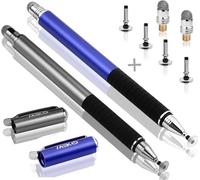 ytseazn-2-En-1 Stylet Pour Ecran Tactile De Précision Avec 6 Pointes De Stylet Capacitives Remplaçables Pour Ipad,Tablette,Iphone,Smartphone,Samsung Galaxy Note/Tab-Gris+Bleu