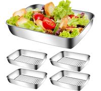 ytseazn-4 Pièces Station De Panage,Plats À Paner En Acier Inoxydable,Moules À Pain En Acier Inoxydable,25 * 20 * 5.5 Cm Set De Panage Professionnel Pour La Cuisson Des Gâteaux,Marinades