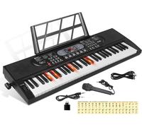 ytseazn-61 Touches Clavier De Piano Avec Microphone Piano Note Autocollant Alimentation Support De Musique Électronique Numérique Clavier Cadeau Pour Débutant Garçons Filles