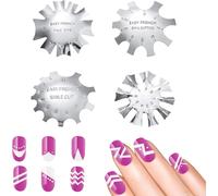 Ytseazn-Lot De 4 Coupe-Bordures En Acier Inoxydable French Smile Line - Pochoir À Ongles En Acrylique - Coupe-Bordure - Pochoir En Métal - Pour French Smile Cut Acrylique