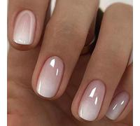 Ytseazn-Ongles Pressés Carrés Courts Français Chromés-24 Pièces Réutilisables Avec Design Brillant-Kit Faux Ongles Acryliques Sans Dégâts Pour Manucure Maison