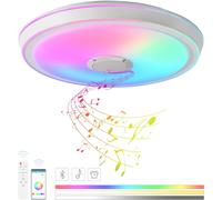 ytseazn-Plafonnier Led Couleur Avec Telecommande Dimmable Rgb Luminaire Lampe Plafond Avec Bluetooth Haut-Parleur 50Cm Rond Moderne Musique Enceinte Contrôle App Éclairage Enfant Ado Chambre Salon