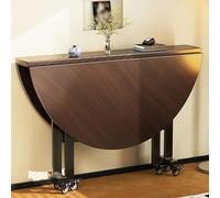 YTSJXN Table a Manger Pliante,Table de Cuisine Extensible,Tables Pliante Interieur, pour 5 à 7 Personnes,Tables Console Pliable Ronde Extensible avec 2 abattant,pour Petits espaces(Walnut,150x75cm)