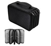 YTSMFL Grande trousse à crayons, 72 emplacements, pour adulte, 4 compartiments, avec fermeture éclair, poignée de transport, capacité avec 4 taille-crayons, noire