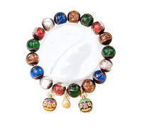 YTtkku Bracelet ethnique chinois vintage en verre gris avec perles multicolores pour un usage quotidien, taille unique, Comme décrit