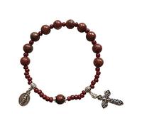 YTtkku Chapelet en verre pour croix catholique, bijoux religieux pour baptême, mariage, fête, chapelet pour femmes et filles