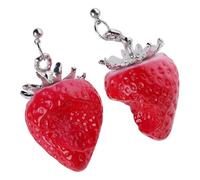 YTtkku Collier/boucles d'oreilles élégantes en résine en forme de fraise pour diverses occasions pour transmettre des sentiments doux et des expressions tendances. Collier/boucles d'oreilles en résine
