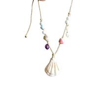 YTtkku Collier fabriqué à la main avec perles de coquillage tressées - Bijoux de vacances - Chaîne en corde tressée