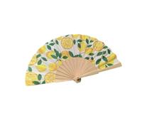 YTtkku Éventail pliable en bois de 17,8 cm avec motif citrons et cerises - Portable - Pour danse et décoration d'intérieur - Design espagnol