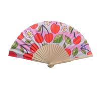 YTtkku Éventail pliable en bois de 17,8 cm avec motif citrons et cerises - Portable - Pour danse et décoration d'intérieur - Design espagnol