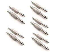 YTtkku Lot de 10 connecteurs mâles mono O 6,35 mm en métal mâle monaural O connecteur bouchon protecteur adaptateur prise câble coaxial cordon soudure panneau presse terminal bout bout