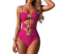 YTtkku Maillot de bain coloré pour femme pour les vacances - Découpe creuse - Maillot de bain une pièce pour femme avec découpe pour les vacances à la plage