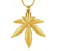 YTtkku Médaillon funéraire commémoratif en forme de feuilles d'érable pour cendres d'animaux de compagnie et souvenir humain élégant avec pendentif urne funéraire pour animal domestique