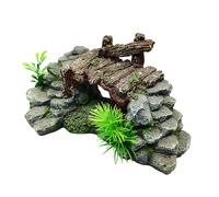 YTtkku Pont réaliste de simulation de paysage de bonsaïs couleur réaliste pour décoration d'aquarium/plate-forme de tortue pour tortues en résine pour grands aquariums
