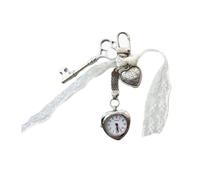 YTtkku Porte-clés avec montre de poche sur le thème de l'amour, design portable, idéal pour les occasions spéciales, style vintage, porte-clés avec cœur, blanc, One Size