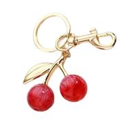 YTtkku Porte-clés en forme de fruit étincelant avec pendentif en forme de fruit en alliage de résine texturé cadeau pour filles, femmes, amoureuses, rouge vin, taille unique