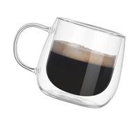 YTtkku Tasse à expresso en verre double couche de 250 ml avec poignée pour boissons chaudes et froides, tasse transparente, décoration d'intérieur, tasses à café en verre borosilicate avec poignée