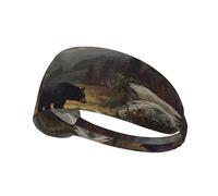 YTUOPWE Bandeau élastique pour homme et femme Motif ours noir dans la vallée Séchage rapide