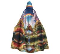 YTUOPWE Cape à capuche d'Halloween pour adulte Little World Under the Rainbow Picture confortable et douce avec grand bord adaptée pour les soirées dansantes et les rassemblements