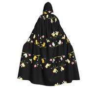 YTUOPWE Cape à capuche d'Halloween pour adulte - Motif oiseau chantant - Confortable et douce avec un grand bord - Convient pour les soirées dansantes et les rassemblements