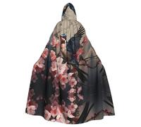 YTUOPWE Cape à capuche d'Halloween pour adulte Petite hirondelle avec fleur dans la bouche Image confortable et douce avec grand bord adaptée pour les soirées dansantes et les rassemblements