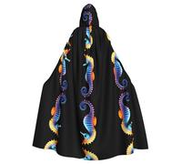 YTUOPWE Cape d'Halloween à capuche pour adulte Motif hippocampe bleu confortable et doux avec grand bord adapté pour les soirées dansantes et les rassemblements